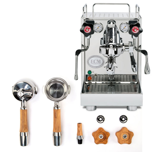 ECM  Mechanika VI Slim Espresso Machine & Olive Wood Handle Set Bundle